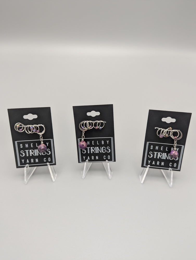 
                  
                    Stone beads with small stitch markers
                  
                