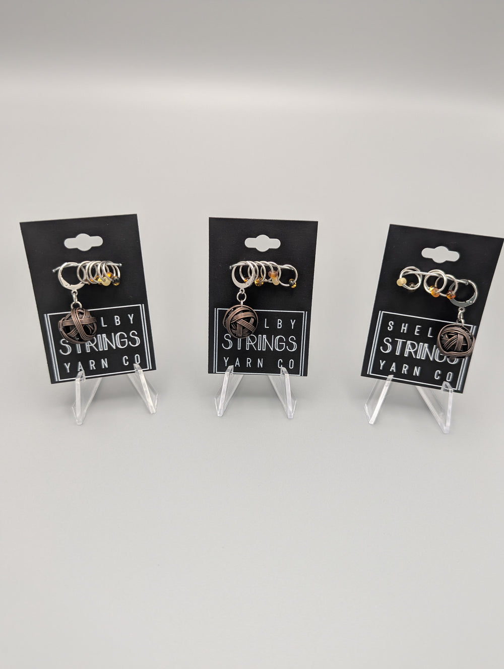 Wire ball w/ leverback clasp with stitch markers